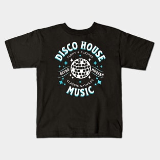 DISCO HOUSE  - Retro Modern Disco Ball (White/blue) Kids T-Shirt